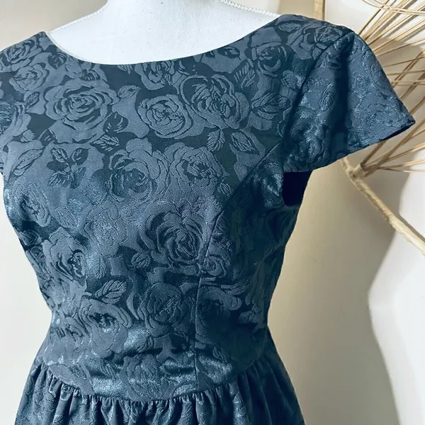 Keepsake the Label Black Floral Asymmetrical Peplum Cocktail Mini Dress - Image 3