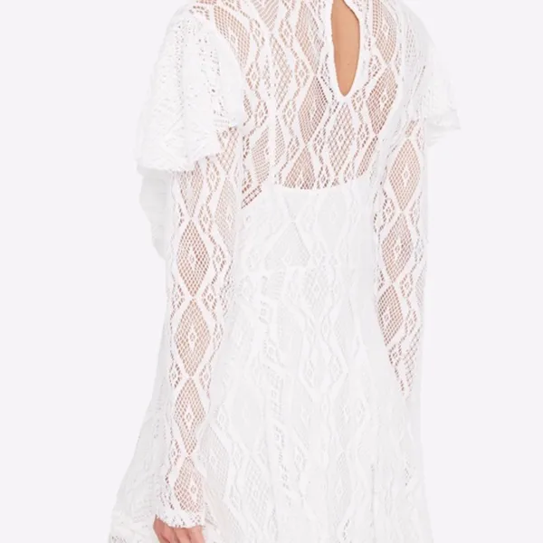 NWT Free People White Lace Fit And Flare MiniDress Small Ruffle Fairy - Image 4