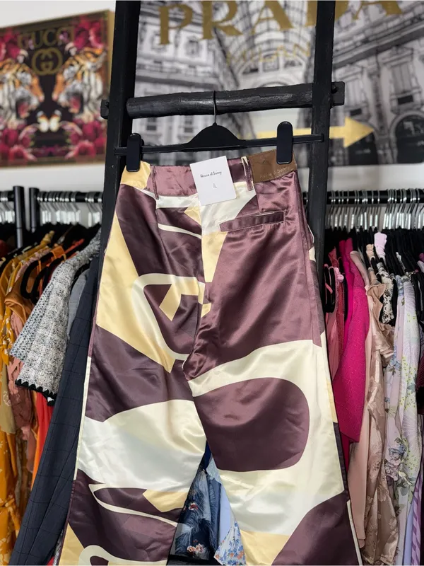 House of Sunny High Way Print Satin Flared Pants Trousers Womens US 4 NWT - Image 7