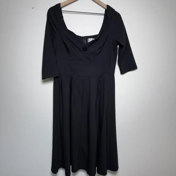 Unique Vintage Women Dress 1X/16 Black Lamar Sweetheart Swing 1950s Retro - Image 3