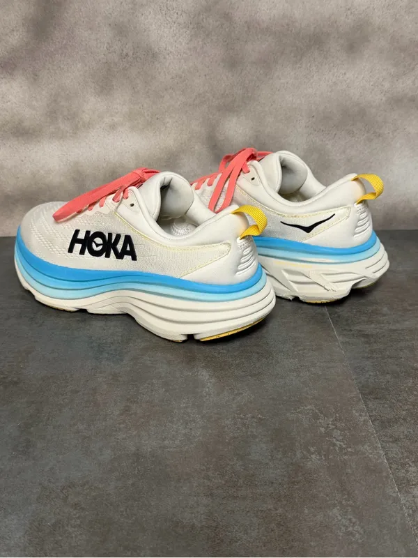 Hoka One One Bondi 8 Women’s Wide Sneakers Blanc De Blanc/Swim Day Size 7.5D - Image 13