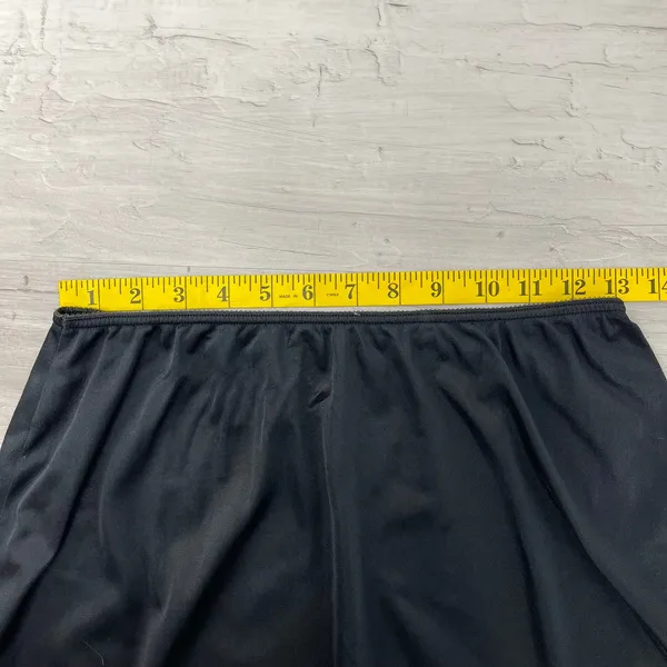 Vintage Fruit Of The Loom Black Nylon Lace Trim Slip Skirt Large Whimsigoth Goth - Image 6