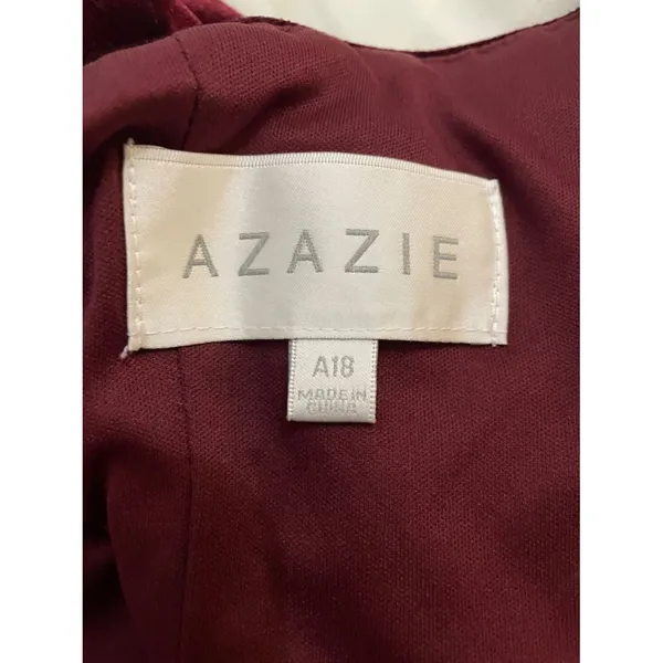 Azazie Kala Bridesmaid Dress A18 Plus Size Burgundy Wine One-Shoulder Velvet - Image 2