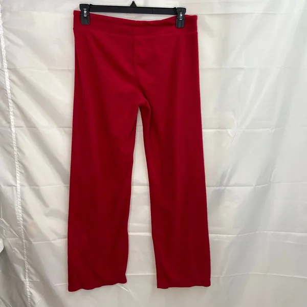 Jockey women's red soft fleece pull on drawstring wide leg paisley pants lounge‎ - Image 5