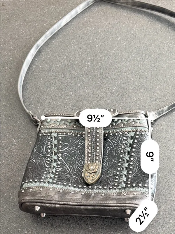 Montana West Studded Floral Tooled Western Crossbody Purse - Image 3