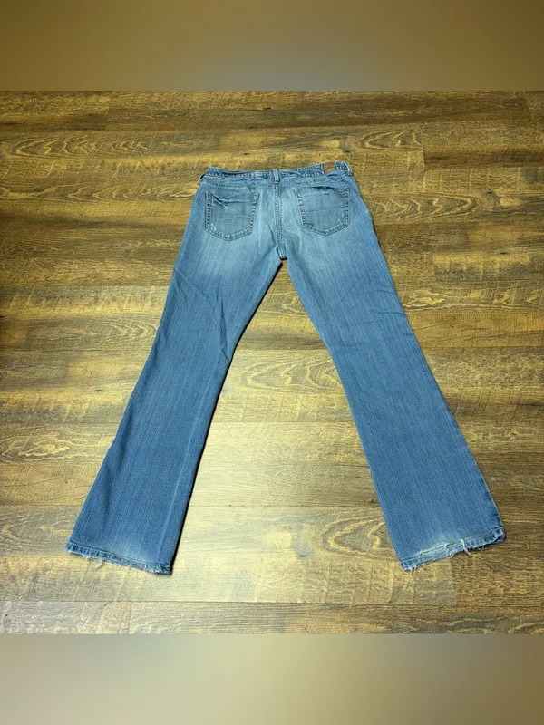 Vintage Y2K American Eagle True Boot Jeans Low Rise Womens 8 Blue Denim Distress - Image 9