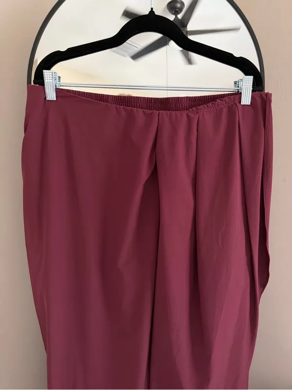 Halara Women's Burgundy Skirt - Elastic Waist Elegant Draped Design - Image 2