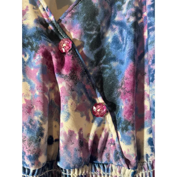 Cynthia Rowley Size S Abstract Purple Blue Faux-Wrap Sleeveless Maxi Dress - Image 4