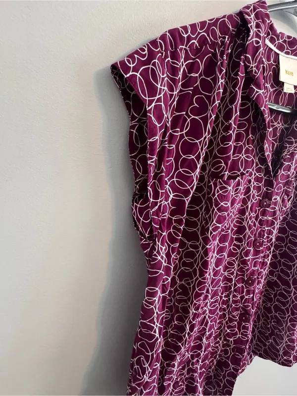 Maeve Anthropologie XS Abstract Print Button Front Blouse Top - Image 6