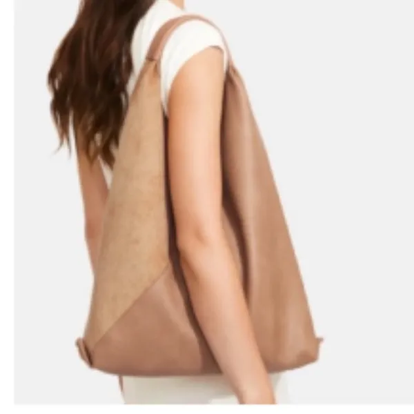 Anthropologie SHIRALEAH Two-Tone Tan VEGAN Leather Women's Bag - Image 2