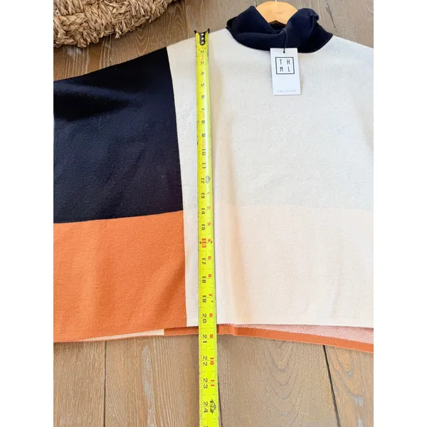NWT THML Colorblock‎ Poncho Women Black Cream Rust XS - Image 5