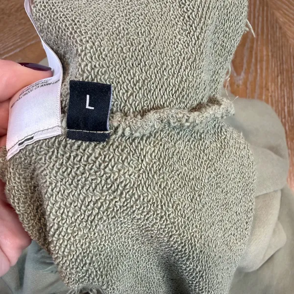 John Elliott Cropped Long Sleeve Sweatshirt Raw‎ Hem Green Size Large - Image 6