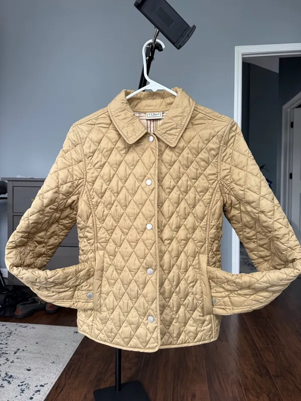 Vintage L.L. Bean Quilted Tan Puffer Jacket - Image 9