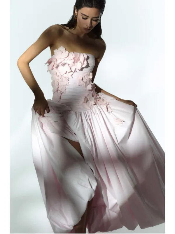 Aje Splendour Flower Applique Gown Pastel Pink Bubble Hem AU 14 US 10 Wedding - Image 4