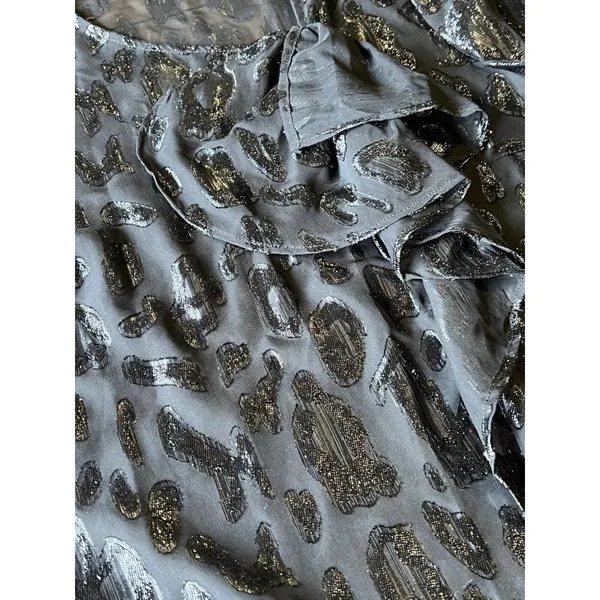 Zara Women XS Black Sheer Long Sleeve‎ Embroidered Top Blouse Ruffle Front - Image 4