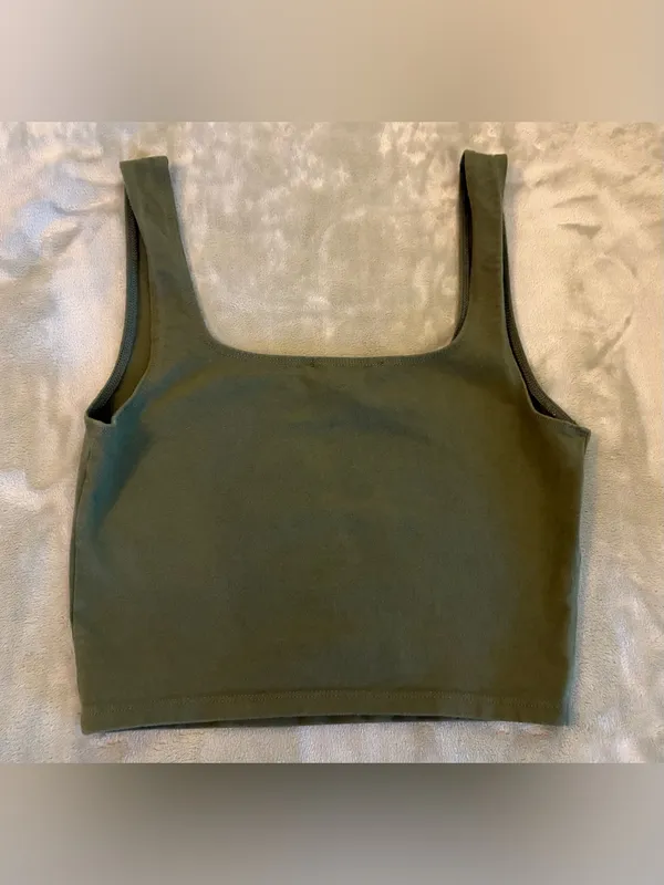 Forever 21 Olive Square-Neck Crop Tank - Women Size Small - Image 3