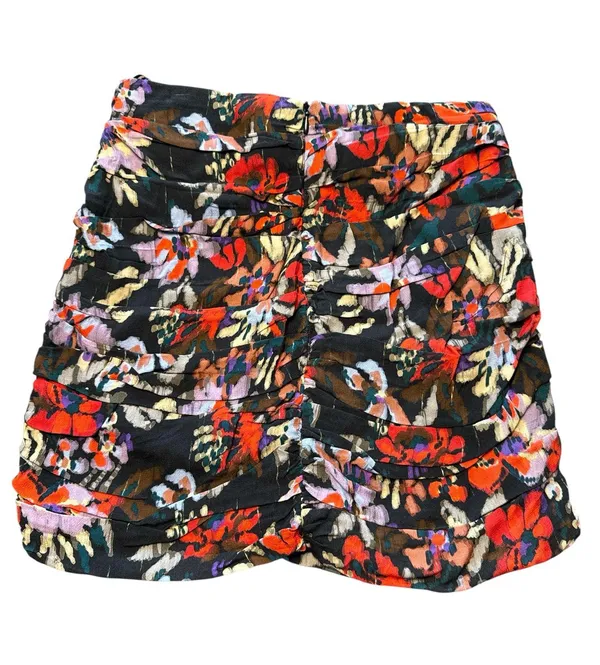 NWT Zara Floral All Over Print Ruched Mini Skirt Size Small - Image 2