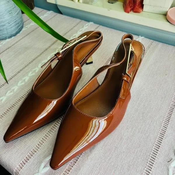 Brown Patent Kitten Heels Size 6 - Image 2