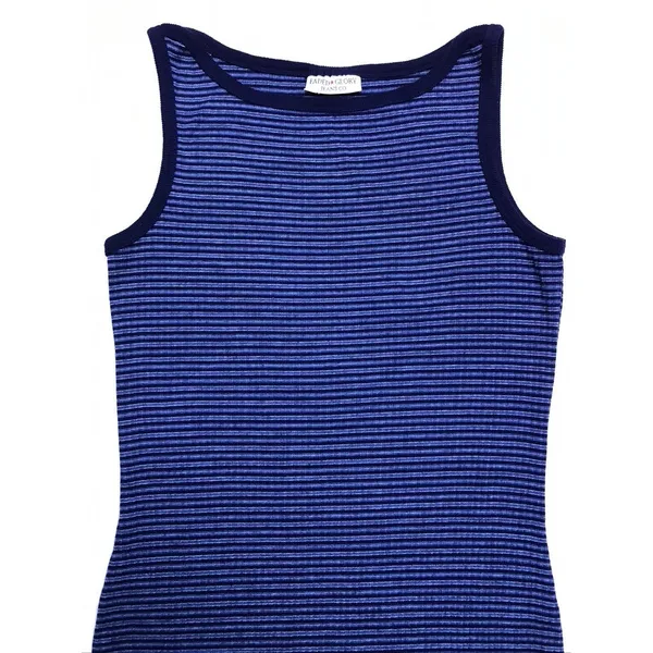 Vintage Faded Glory Maxi Dress Women L‎ Blue Striped Sleeveless Ribbed Knit Y2K - Image 4