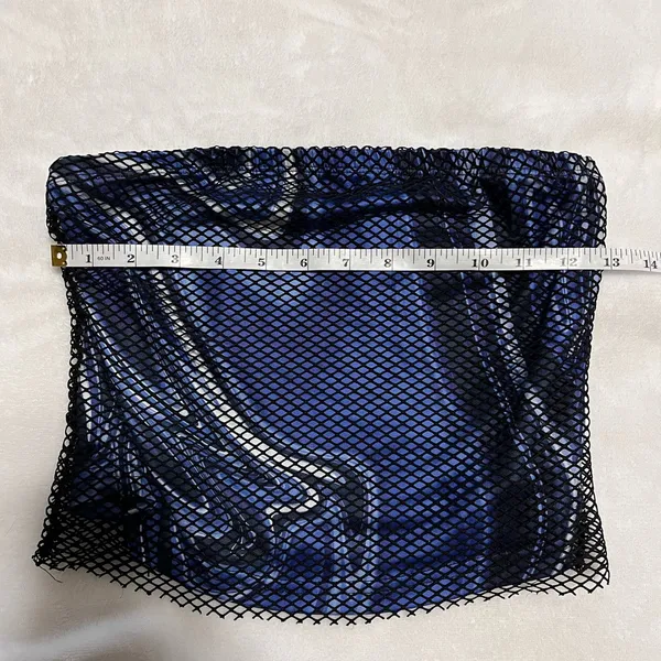 Retro Goth Midnight Swirl Y2K Tube Top Sleeveless Strapless Fish Net Sz S EUC - Image 4