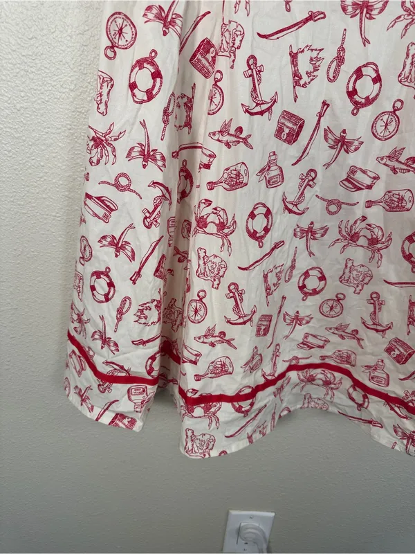 Hell Bunny Red White Nautical Print Fit & Flare Dress Womens XL Rockabilly NWT - Image 11