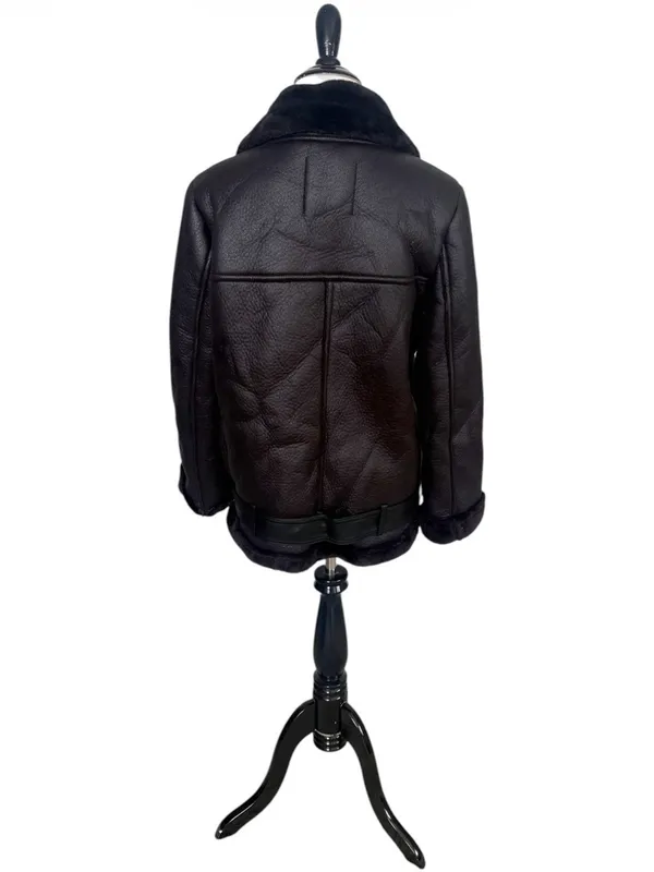 Zara Faux Leather/Fur Black Biker Jacket Size Small - Image 4