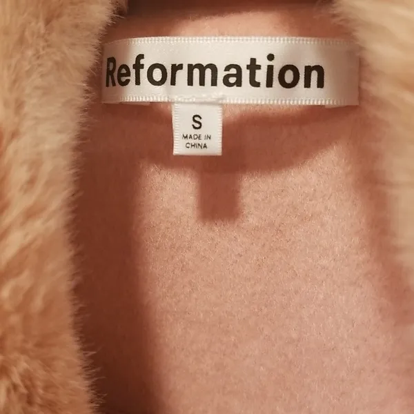 💕REFORMATION💕 Lester Coat ~ Faux Fur Shawl Collar Double Breasted Pink S NWT - Image 12