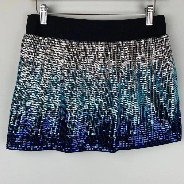Free People Metallic Blue Ombre Sequin Mini Skirt Medium NWOT - Image 7