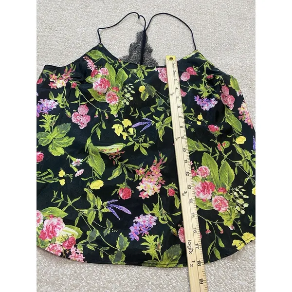 Victorias Secret Satin Camisole Top NWT Black Floral Lace Back Halter Size L - Image 9