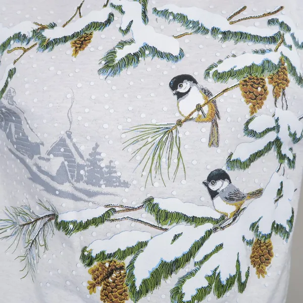 Vintage 90s Winter Bird Christmas Sweatshirt - Image 3