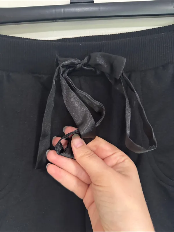 FN by Flora Nikrooz Black Lounge Shorts with Satin Drawstring Tie size S - Image 4
