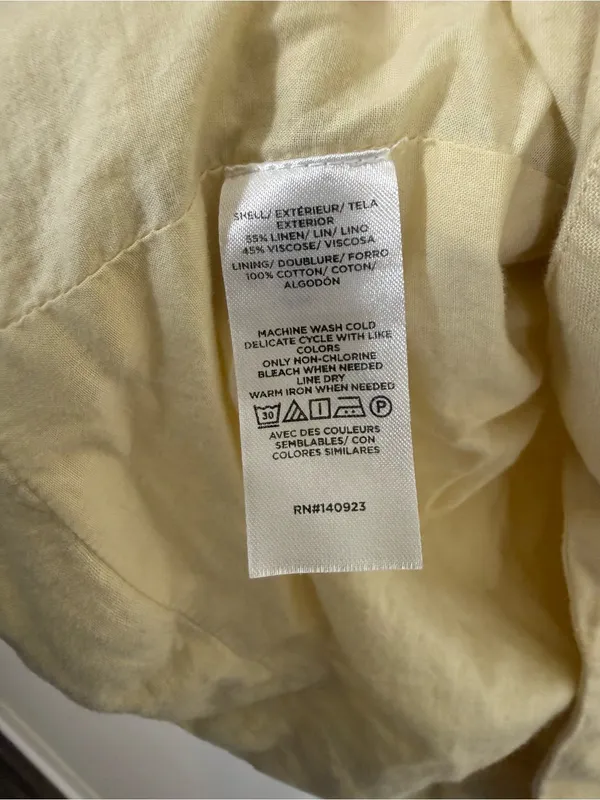 LOFT Square Neck Butter Yellow Linen Blend Sleeveless Top Medium - Image 5