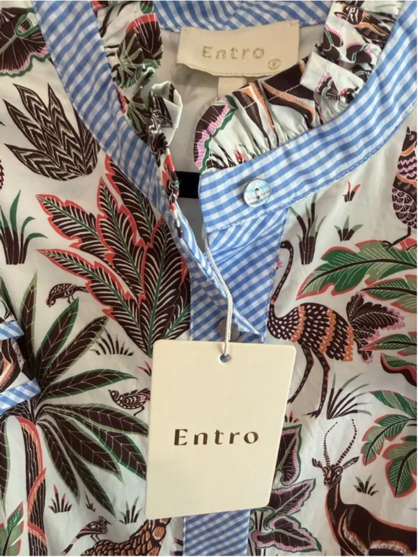 Entro Botanical Animal Prints Midi Dress in Blue Size S - Image 7