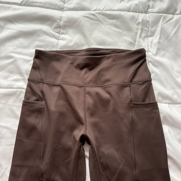 Womens Size Medium Leggings Activewear Running Yoga Brown‎ Pockets Nylon Blend - Image 2