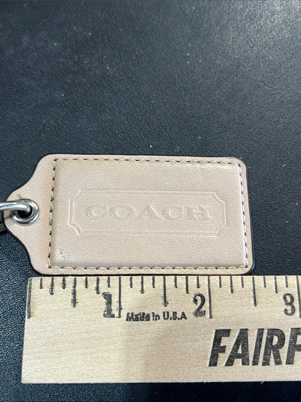 Coach Leather Key Tag in Beige and Silver Hardware - Image 2