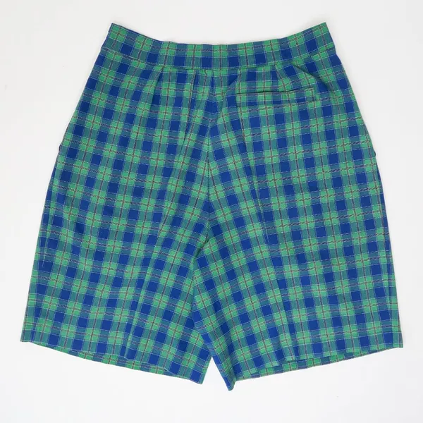 Vintage High Waisted Blue Green Plaid Shorts - Image 5