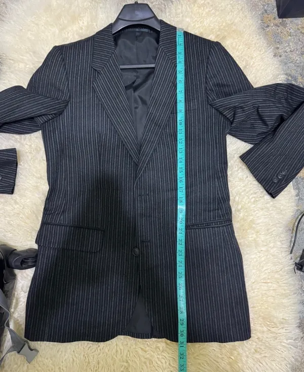 Elegant Charcoal Pinstripe Men's Blazer - Image 4