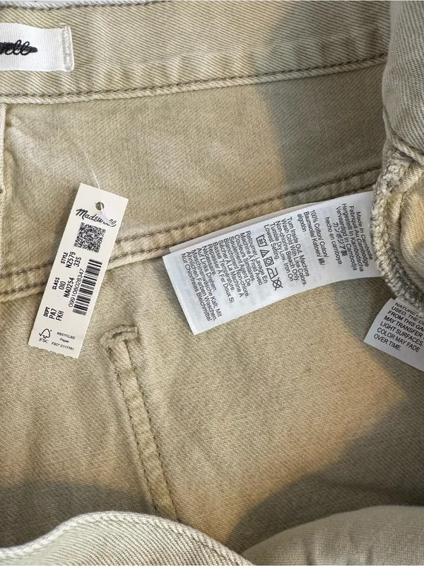 Madewell Short Pieced Barrel-Leg Jeans Faded Khaki‎ Rigid size 33 Short NWT READ - Image 6