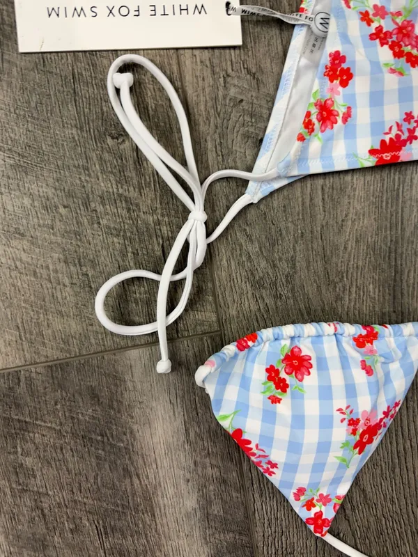 White Fox Blue Gingham Bikini Set  - Image 2