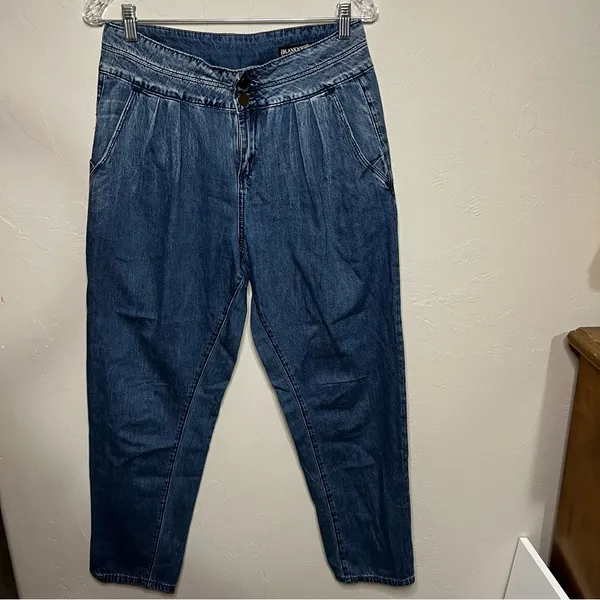 Blank NYC The Balloon Bo Legged‎ High Rise Pleated Flowy Trouser Denim Jeans - Image 2