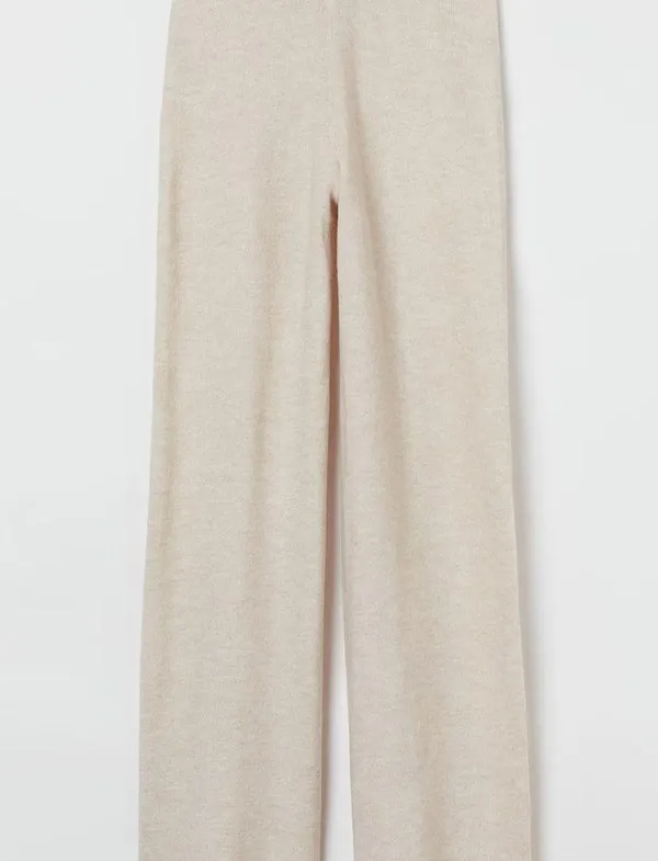 H&M NWT Knit Pants Wide Leg Color - Light beige melange - Image 3