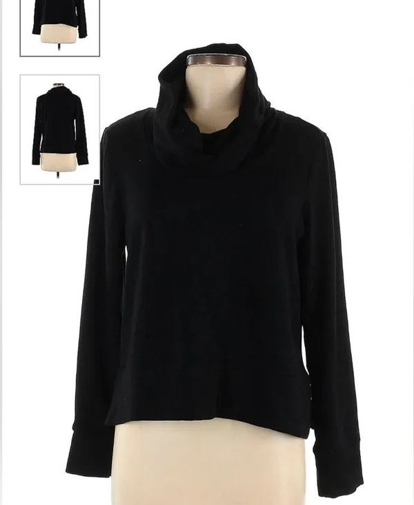 YOGALICIOUS Cowl Neck Pullover Sweatshirt. Black. Women’s Size L. EUC - Image 6