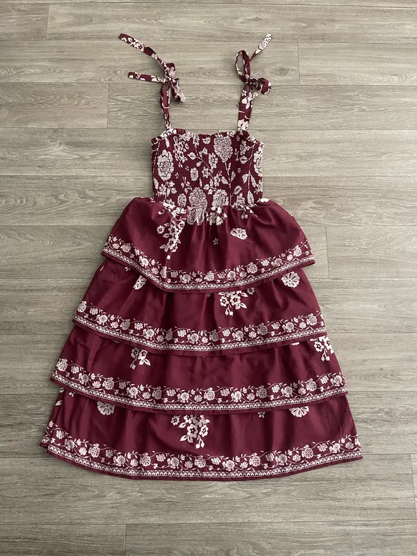Francesca’s Alice Floral Smocked Tiered Midi Dress - Medium - Image 2