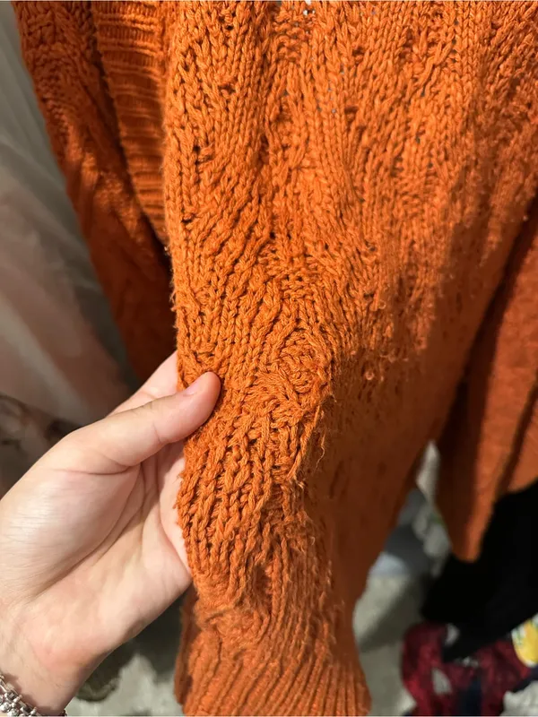 Free People Montana Cable Knit Cardigan Button Open Front size S Oversized - Image 8