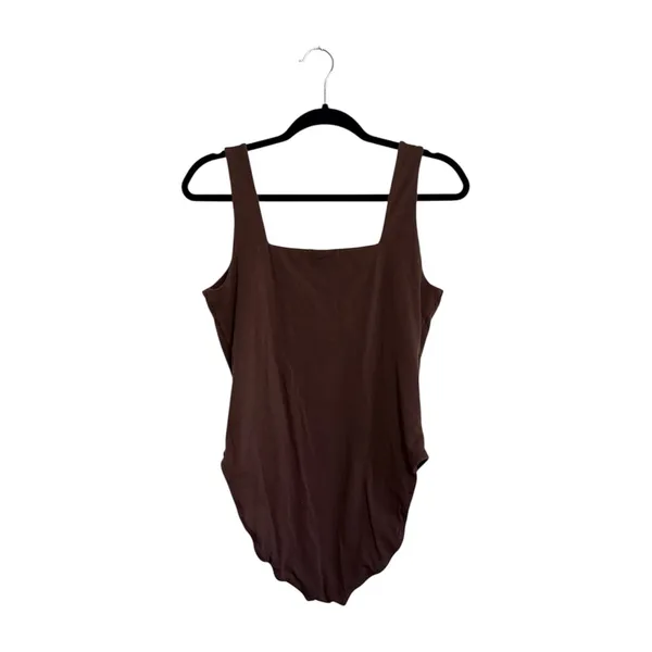 Old Navy Square Neck Tank Top Bodysuit Solid Brown Full Coverage - Image 8