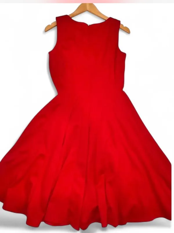 Calvin Klein Red Fit & Flare Dress Size 2 Pleated Stretch Cocktail Date Night - Image 2