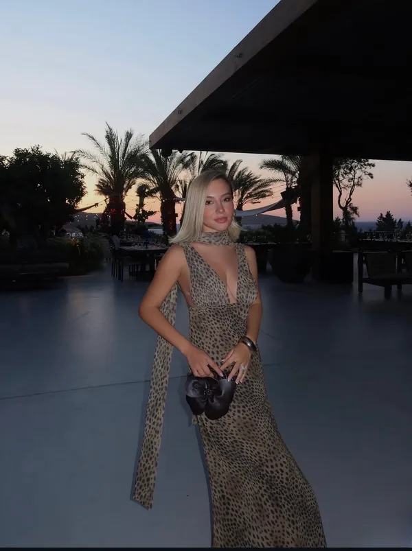 Zara Leopard Print Evening Gown with Scarf maxi dress - Image 2