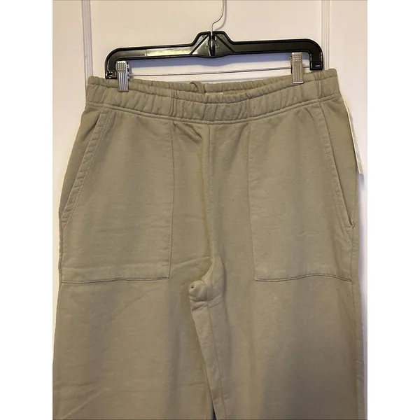 Mate The Label Organic Fleece Wide Leg Pant Heather Flax X-Large MSRP $138 - Image 2