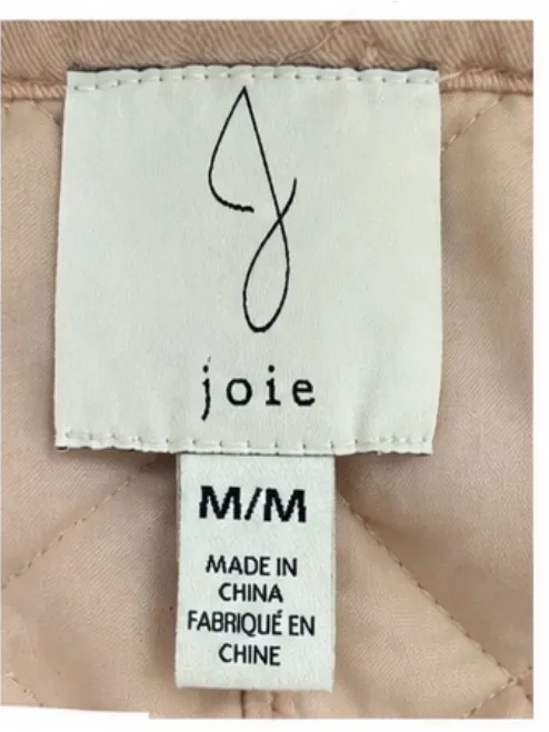 Joie Quilted Longline Jacket Coat Size Medium Blush Tan Cotton Snap Front - Image 4