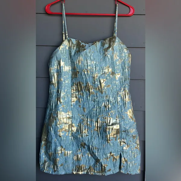 Lulu's Blue and Gold Mini Dress Size M - Image 2